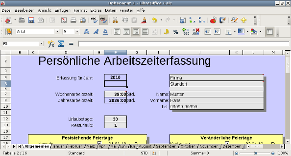Persönliche Arbeitszeit Erfassung (PAZE)