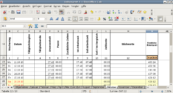 Persönliche Arbeitszeit Erfassung (PAZE)