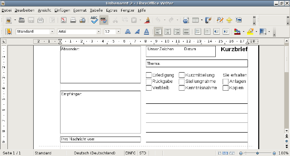 Kurz-Begleitschreiben