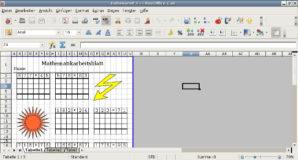 Matheblatt Multiplikation