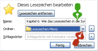 Lesezeichen-Name ändern