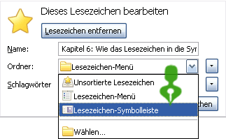Lesezeichen-Ordner wählen