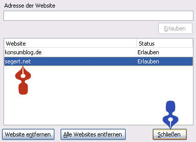 Berechtige Websites bestätigen