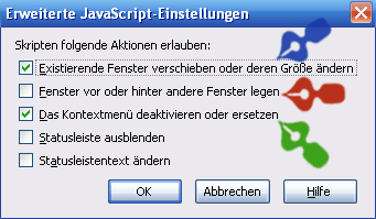 JavaScript-Aktionen erlauben oder daktivieren