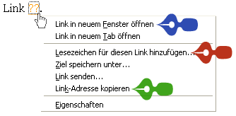 Kontextmenü Link- Befehl wählen