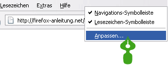 Kontextmenü Symbolleiste - Befehl wählen