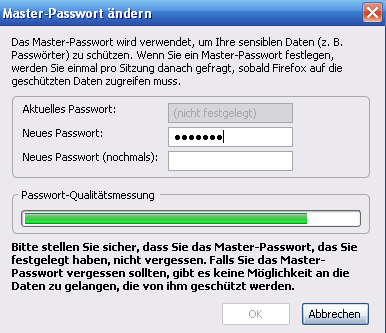 Master-Passwort vergeben